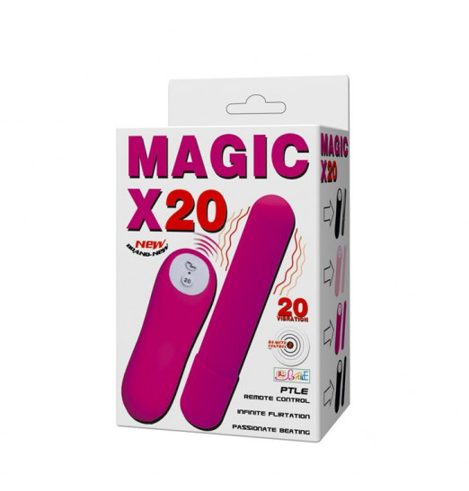 Розовая удлиненная вибропуля Magic x20