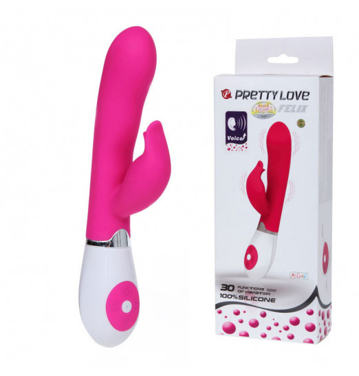 Розовый вибратор Pretty Love с клиторальным стимулятором - 21 см.
