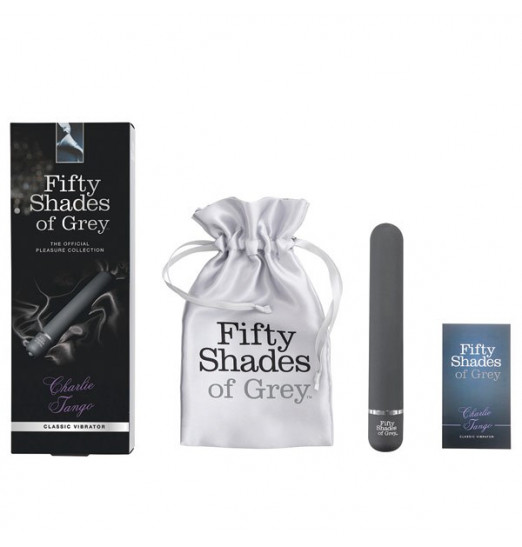 Темно-серый вибромассажер Charlie Tango - 18,4 см.