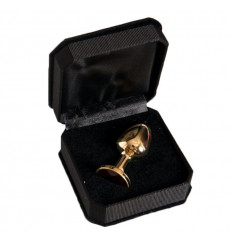 Малая золотистая анальная втулка с красным кристаллом - 6 см.