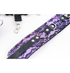 Пурпурный кружевной бондажный комплект