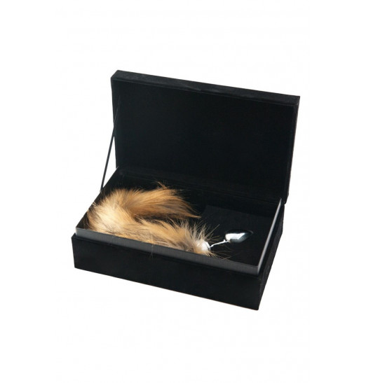 Малая серебристая анальная втулка с большим рыжим хвостом - 8,5 см.