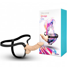 Женский страпон на тонких эластичных ремнях - 18 см.