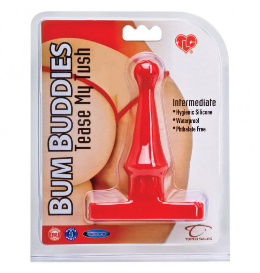 Красная анальная пробка Bum Buddies Tease My Tush, Intermediate Silicone Anal Plug - 12 см.