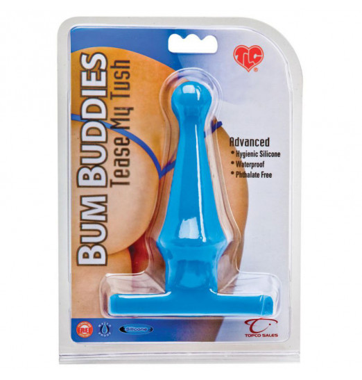 Голубая анальная пробка Bum Buddies Tease My Tush Advanced Silicone Anal Plug - 15 см.