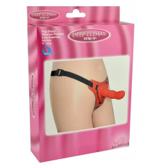 Розовый страпон на трусиках Curved Dong - 13,5 см.