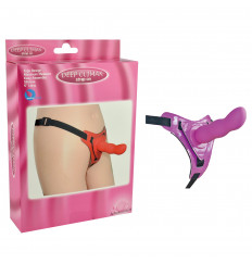 Фиолетовый страпон на трусиках Curved Dong - 13,5 см.
