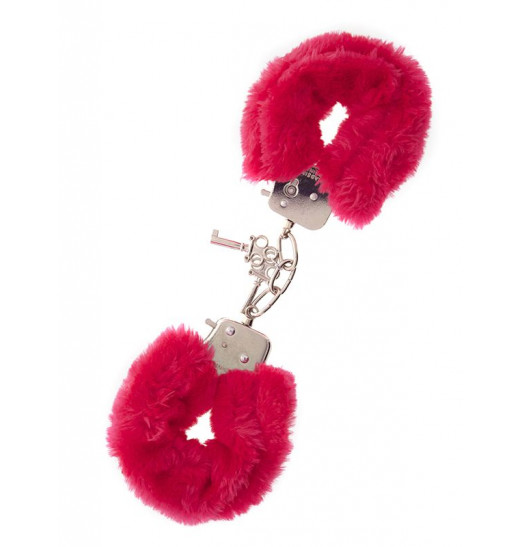 Металлические наручники с красной меховой опушкой METAL HANDCUFF WITH PLUSH RED
