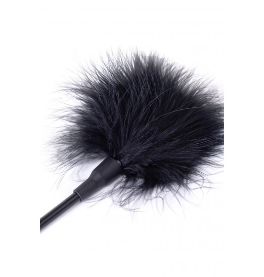 Чёрная щекоталка из пластика с пушком на кончике - 41,5 см.