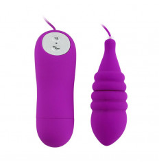 Вибропуля Pleasure Shell с рёбрышками и выносным пультом управления