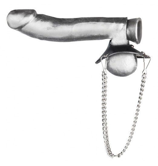 Утяжка для мошонки из искусственной кожи с цепочками PARACHUTE BALL STRETCHER