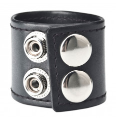 Хомут-утяжка для мошонки из искусственной кожи на клепках SNAP BALL STRETCHER