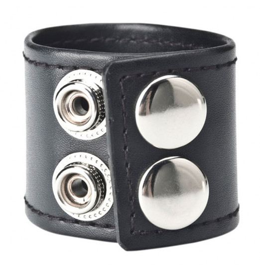 Хомут-утяжка для мошонки из искусственной кожи на клепках SNAP BALL STRETCHER