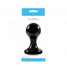 Большая чёрная анальная пробка Luna Balls на присоске - 9,5 см.