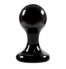 Большая чёрная анальная пробка Luna Balls на присоске - 9,5 см.