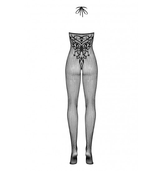 Сетчатый кэтсьюит с ажурным рисунком