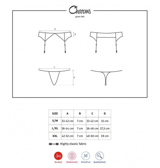 Кружевной пояс для чулок Charms с украшением из сверкающих кристаллов