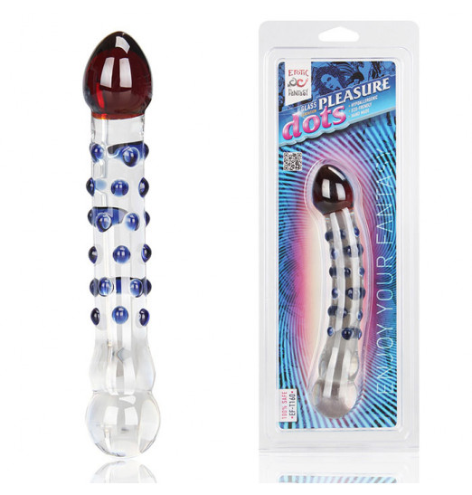 Двусторонний фаллос из стекла Pleasure Dots - 20 см. Двусторонний фаллос из стекла Pleasure Dots - 20 см.