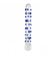 Стеклянный фаллос с массажными точками Clear Love - 20 см.