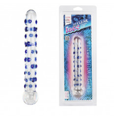 Стеклянный фаллос с массажными точками Clear Love - 20 см.