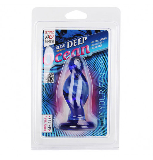 Стеклянная анальная пробка спиральной формы Deep Ocean - 10 см.