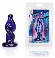 Стеклянная анальная пробка спиральной формы Deep Ocean - 10 см.