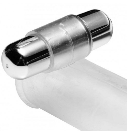 Прозрачная насадка с массажными точками и вибрацией Size Matters - 14 см.