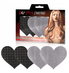Набор из серебристых и черных с рисунком пэстисов-сердец Private Plane Набор из серебристых и черных с рисунком пэстисов-сердец Private Plane