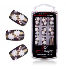 Бронзовые акриловые типсы с цветами и кристаллами Bronze Beauty