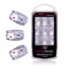 Кружевные типсы для ногтей из акрила с аппликацией и стразами Picanto