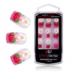 Акриловые типсы для маникюра с клубничками Californian Strawberry