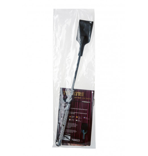 Чёрный стек с мягким кожаным шлепком - 44 см.