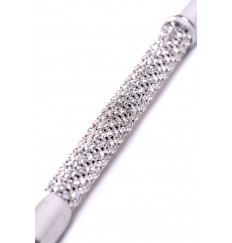 Чёрный стек с треугольным кожаным шлепком - 65 см.