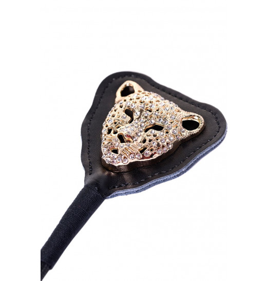 Чёрный стек с фигуркой леопарда на наконечнике - 50 см. Чёрный стек с фигуркой леопарда на наконечнике - 50 см.