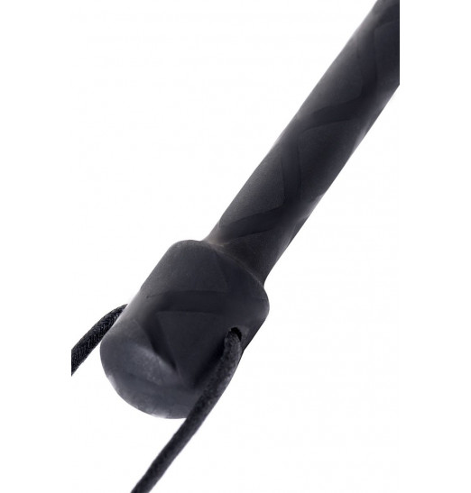 Чёрный стек с совой на кожаном наконечнике - 55 см.