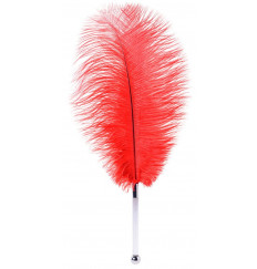 Красное страусиное пёрышко - 40 см.