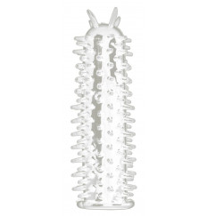 Прозрачная насадка на пенис с шипами по всей длине - 13 см.