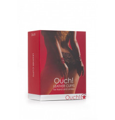 Красные кожаные наручники с заклёпками