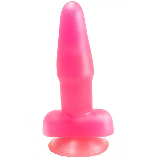 Розовый гелевый анальный стимулятор на присоске - 14 см.