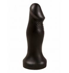 Чёрный анальный фаллоимитатор с ограничительным основанием - 14 см.