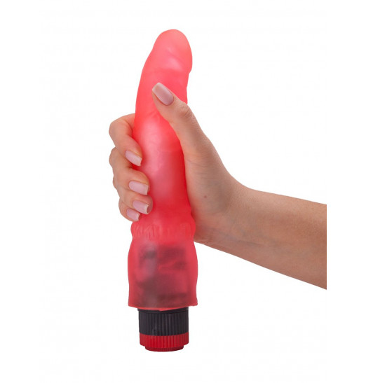 Розовый гелевый вибромассажёр - 19,3 см.