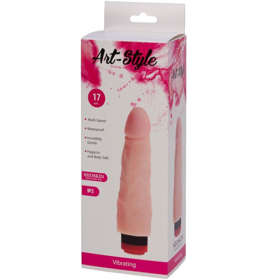 Телесный вибратор ART-Style №2 со встроенным пультом - 19 см. Телесный вибратор ART-Style №2 со встроенным пультом - 19 см.