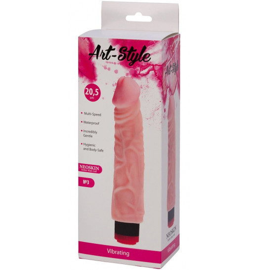 Рельефный вибромассажёр ART-Style №3 - 22,5 см.