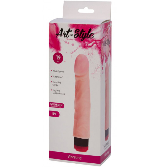 Вибратор с большой розовой головкой ART-Style №1 - 21 см.