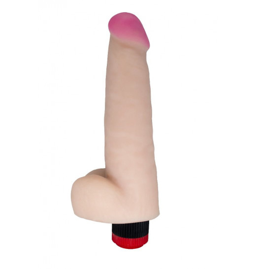 Большой реалистичный виброфаллос с мошонкой - 23 см.