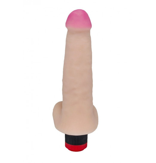 Большой реалистичный виброфаллос с мошонкой - 23 см.