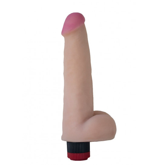 Большой реалистичный виброфаллос с мошонкой - 23 см.