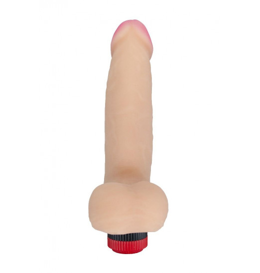 Фаллоимитатор с мошонкой и вибрацией - 20,7 см.