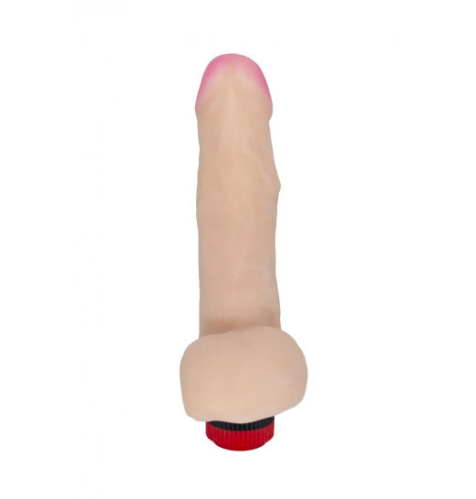 Реалистичный фаллоимитатор с вибрацией и мошонкой - 20,2 см. Реалистичный фаллоимитатор с вибрацией и мошонкой - 20,2 см.