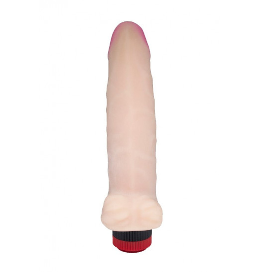 Реалистичный вибратор с небольшой мошонкой - 20,2 см.